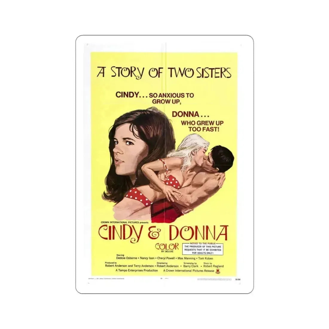 Cindy and Donna 1970 Movie Poster STICKER Vinyl Die-Cut Decal 4 Inch - The Sticker Space