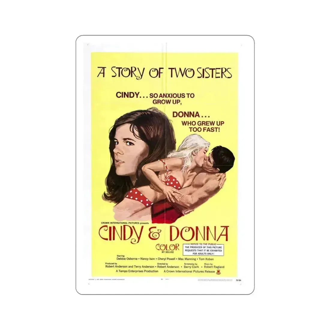 Cindy and Donna 1970 Movie Poster STICKER Vinyl Die-Cut Decal 6 Inch - The Sticker Space