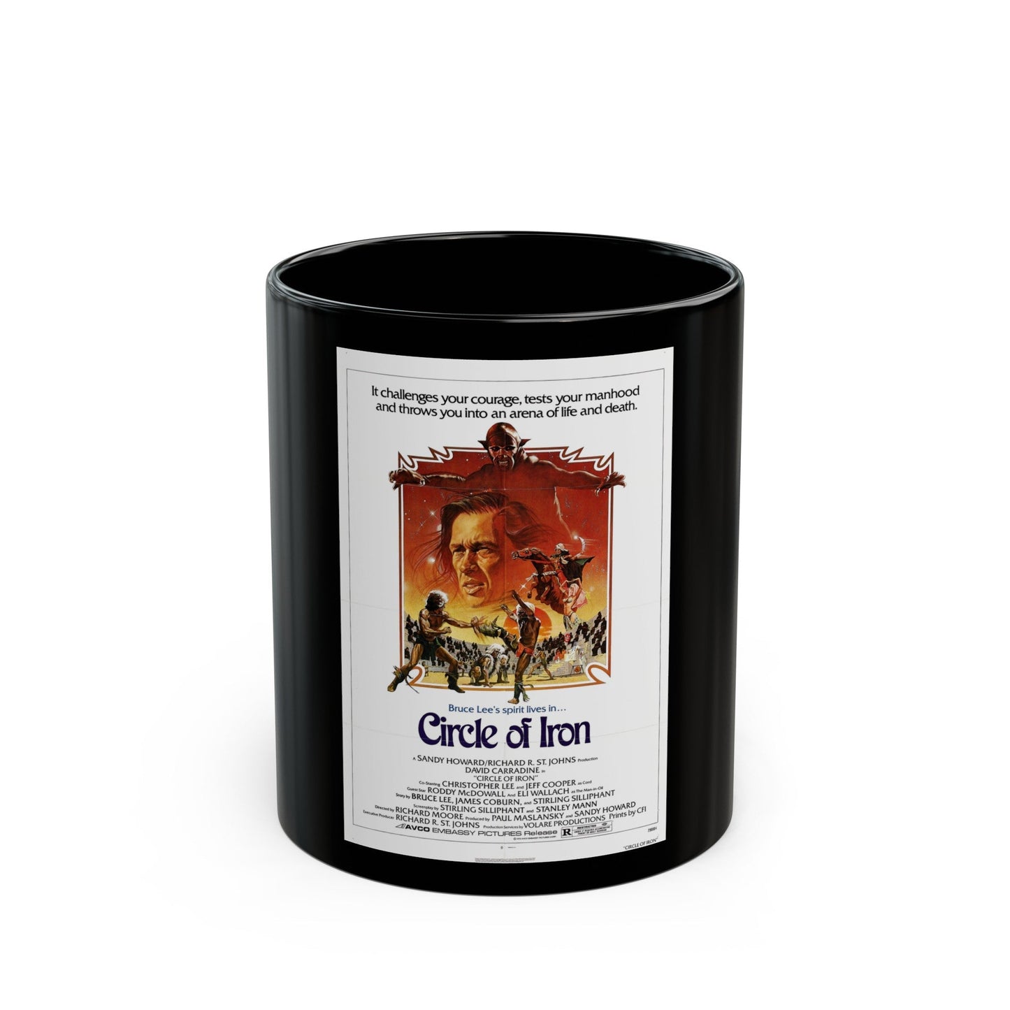 CIRCLE OF IRON 1978 Movie Poster - Black Coffee Mug-11oz-The Sticker Space