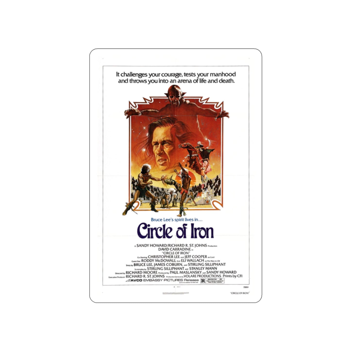 CIRCLE OF IRON 1978 Movie Poster STICKER Vinyl Die-Cut Decal-2 Inch-The Sticker Space