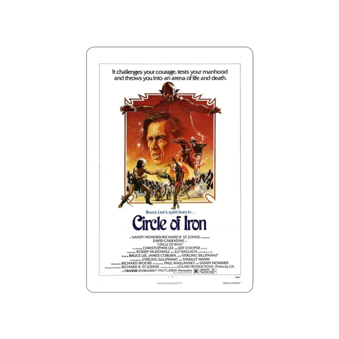 CIRCLE OF IRON 1978 Movie Poster STICKER Vinyl Die-Cut Decal 2 Inch - The Sticker Space