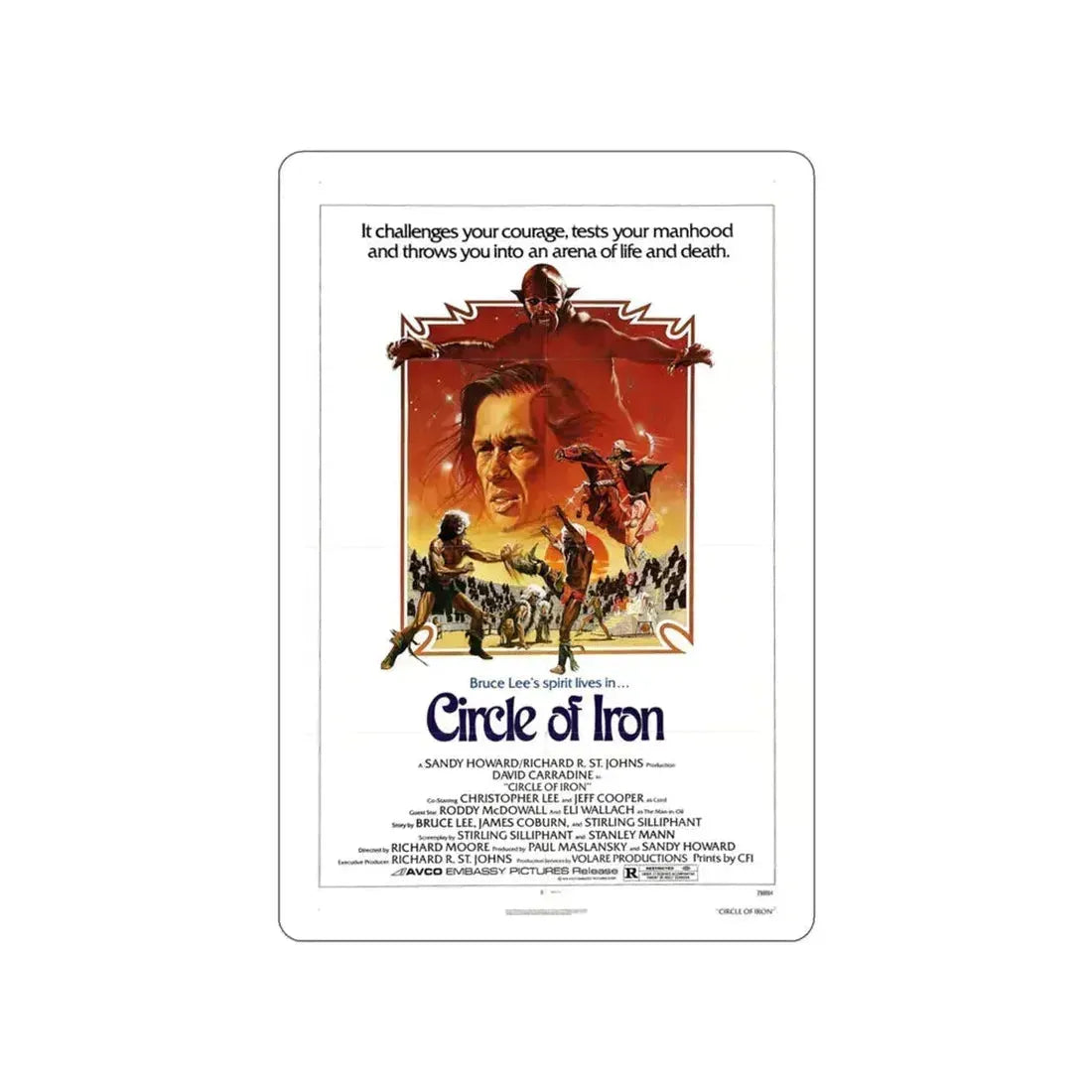 CIRCLE OF IRON 1978 Movie Poster STICKER Vinyl Die-Cut Decal 3 Inch - The Sticker Space