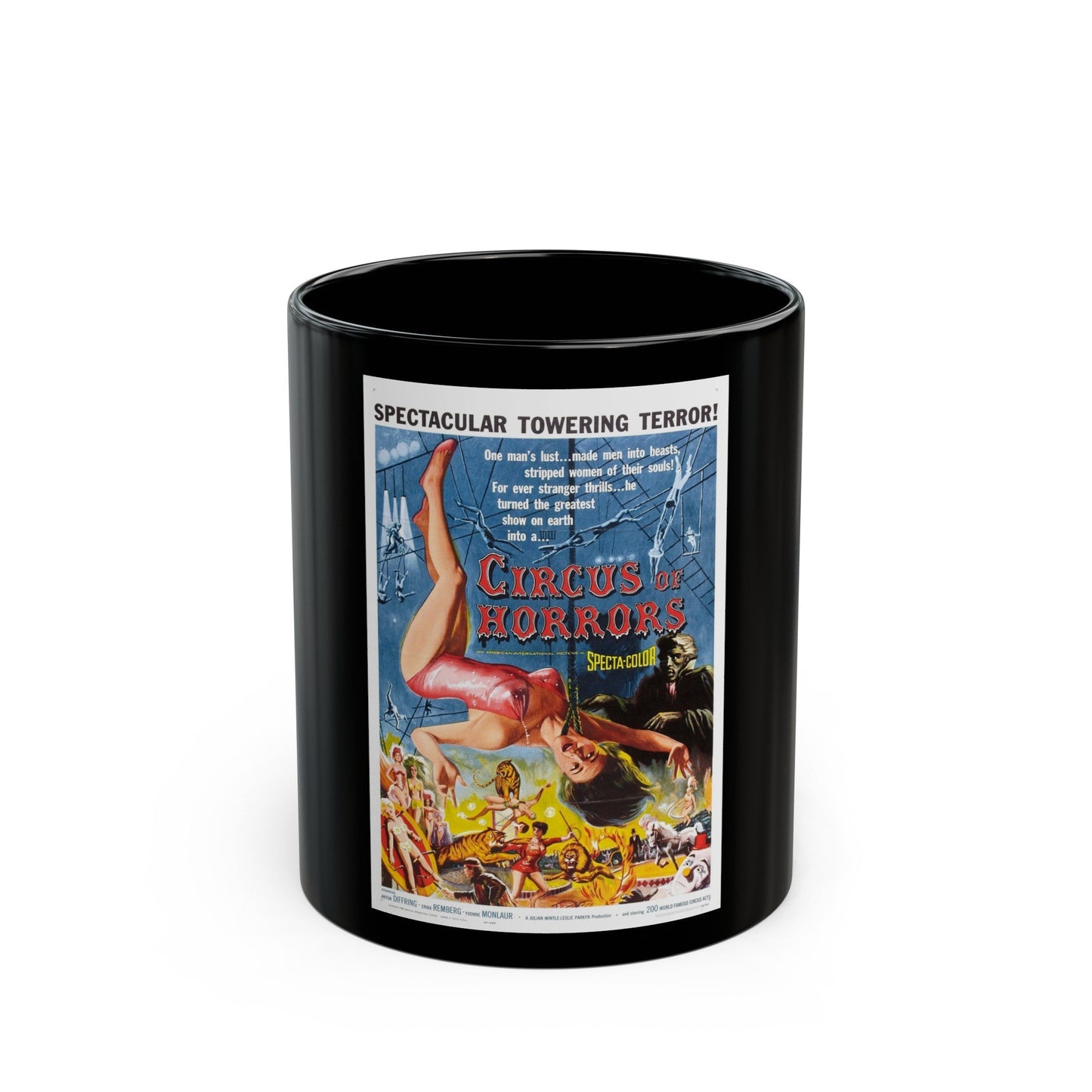 CIRCUS OF HORRORS 1960 Movie Poster - Black Coffee Mug-11oz-The Sticker Space