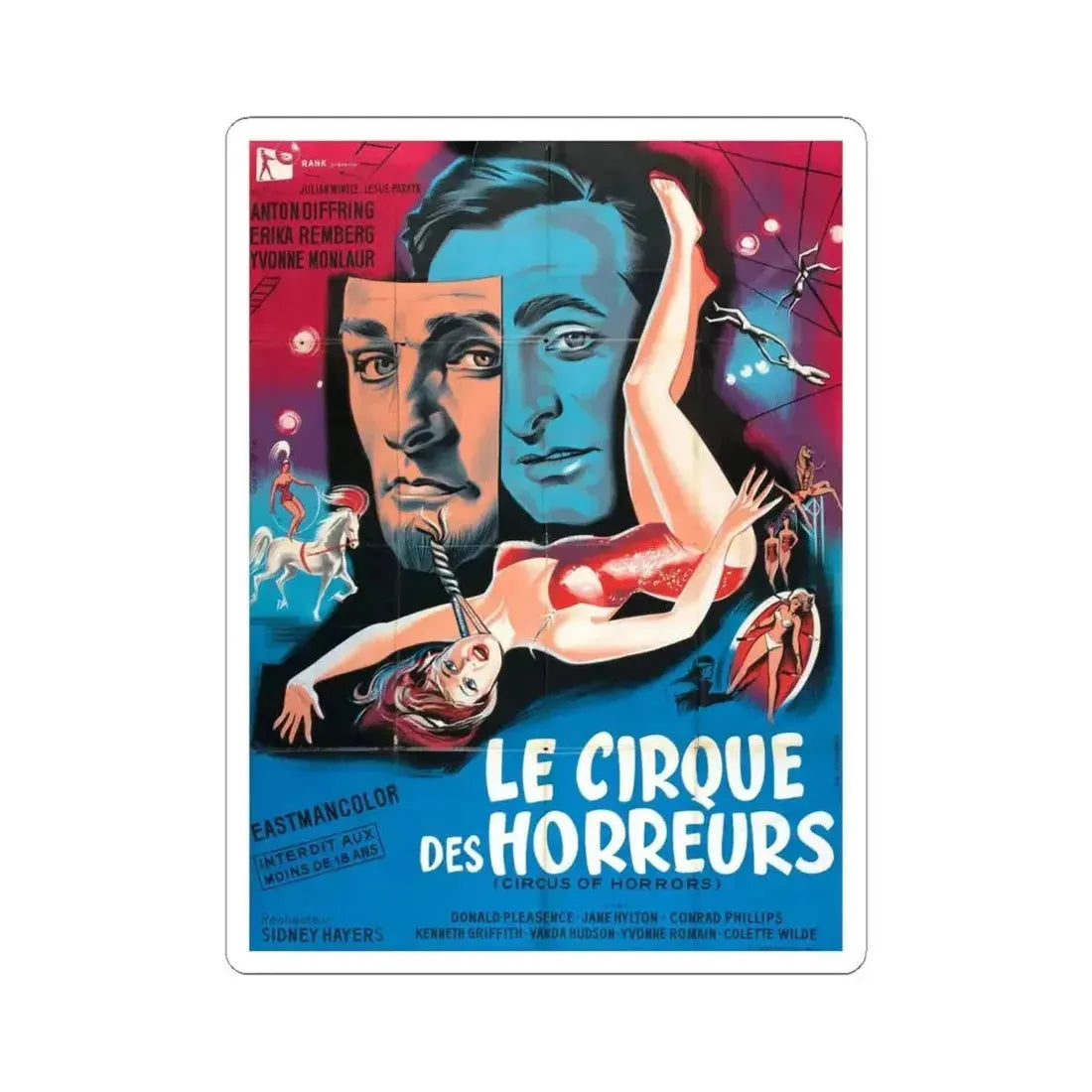 CIRCUS OF HORRORS (2) 1960 Movie Poster - STICKER Vinyl Kiss-Cut Decal 6 Inch White - The Sticker Space