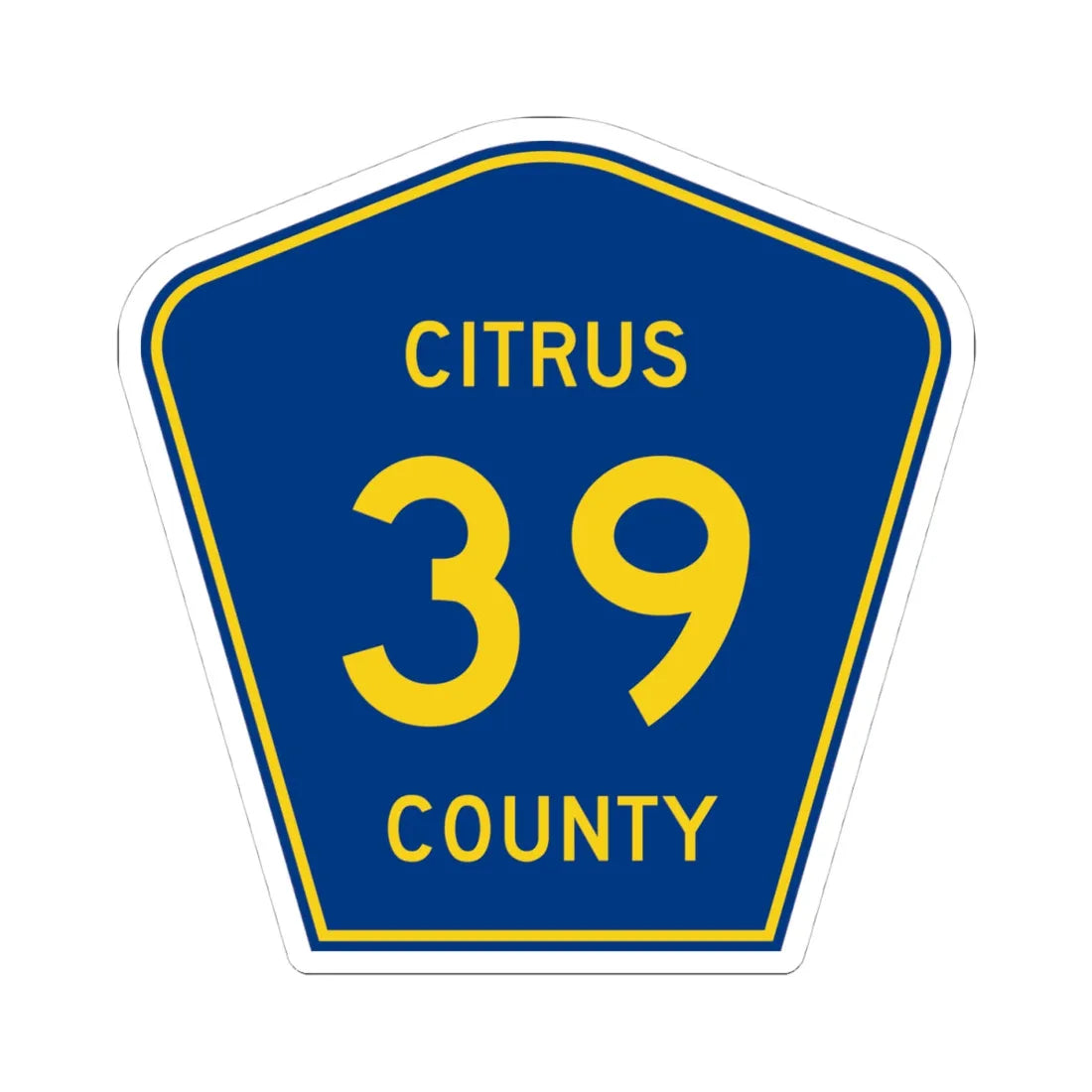 Citrus County 39 (Florida) (Road Sign) STICKER Vinyl Kiss-Cut Decal 4 Inch White - The Sticker Space