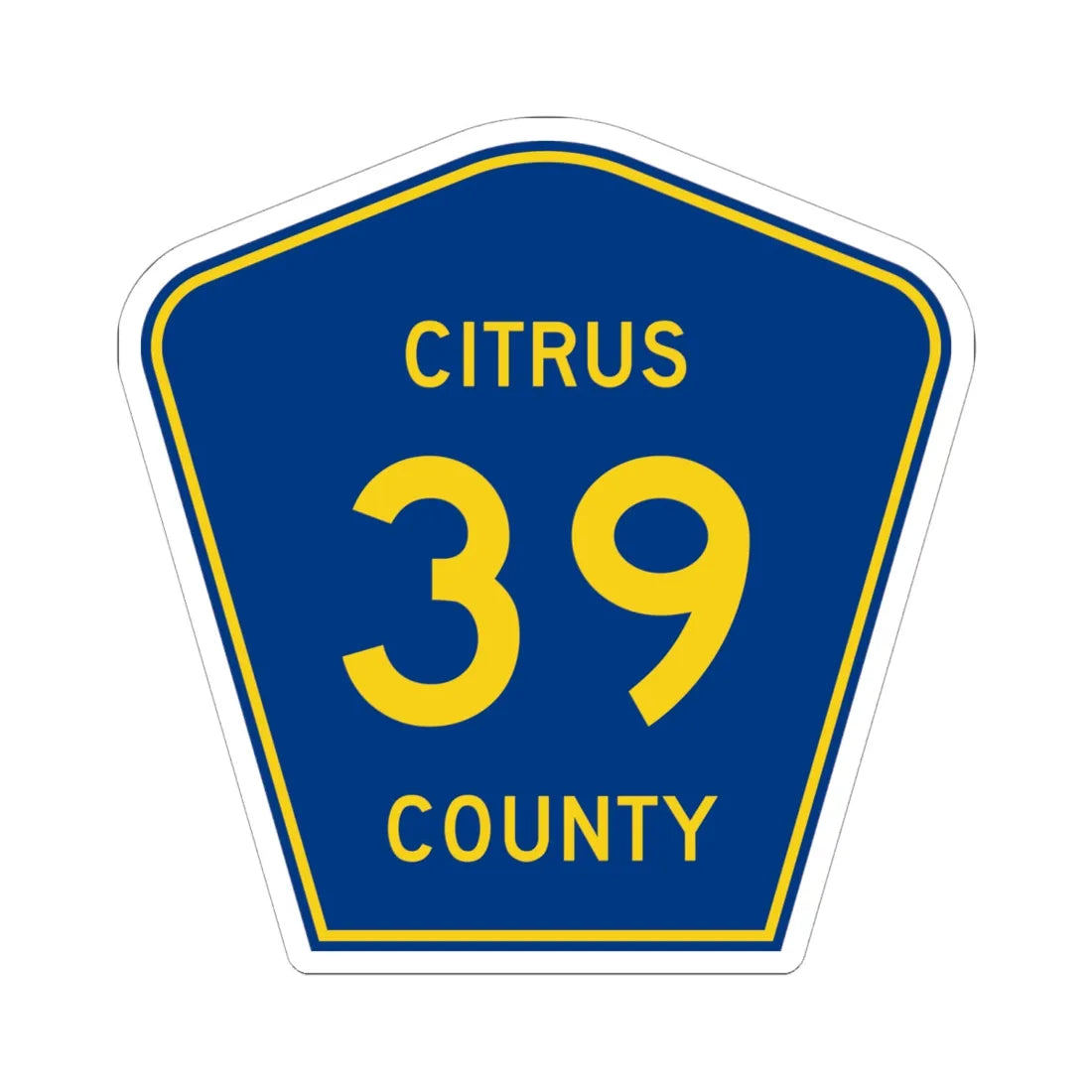 Citrus County 39 (Florida) (Road Sign) STICKER Vinyl Kiss-Cut Decal 6 Inch White - The Sticker Space