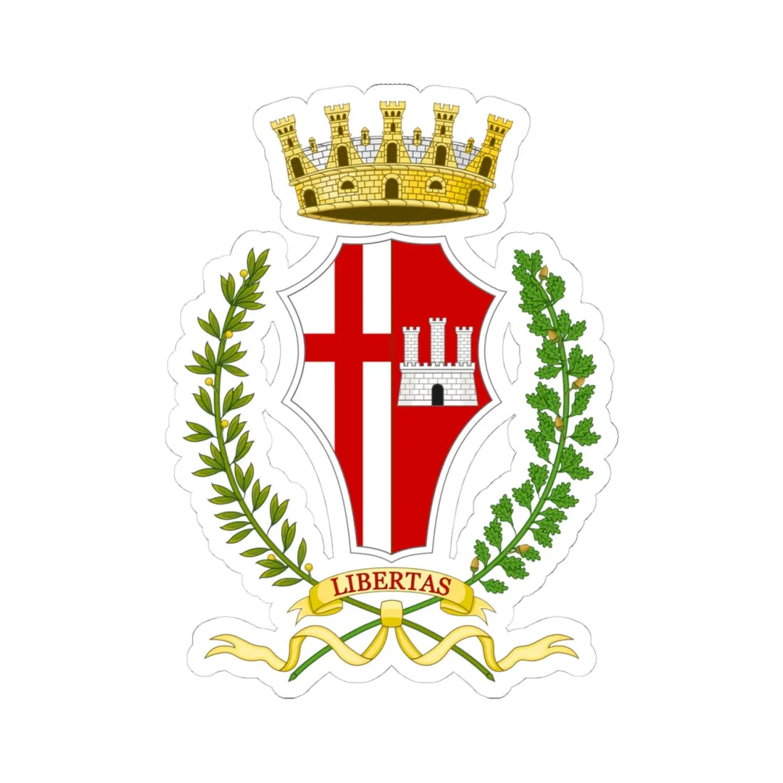 Città di Castello-Stemma (Italy) (Coat of Arms) STICKER Vinyl Kiss-Cut Decal 4 Inch White - The Sticker Space