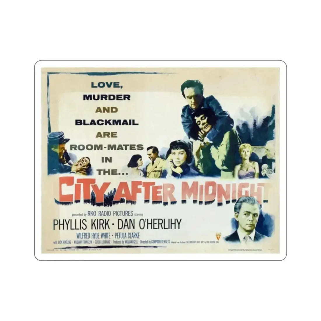 City After Midnight aka That Woman Opposite 1959 Movie Poster STICKER Vinyl Die-Cut Decal 2 Inch - The Sticker Space