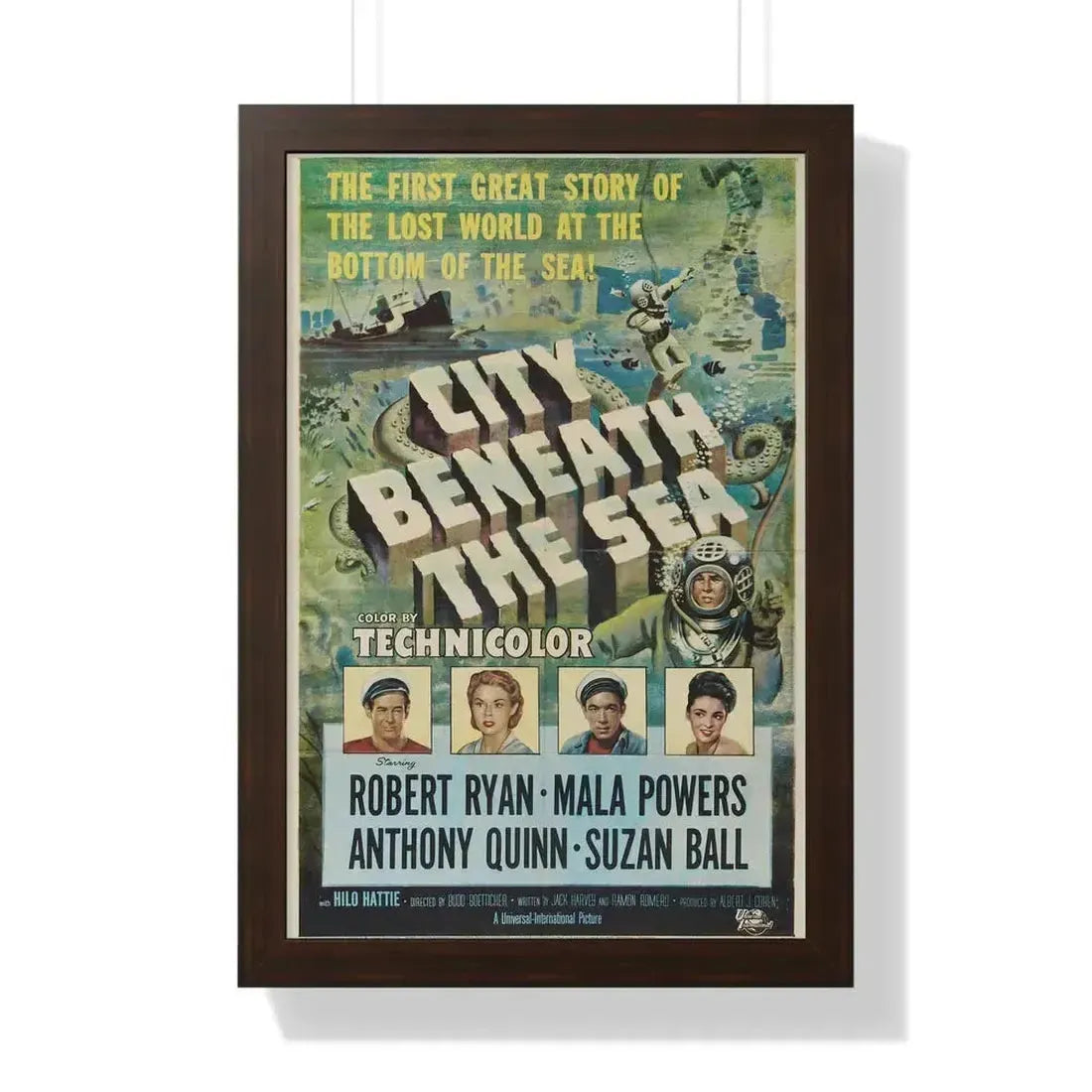 CITY BENEATH THE SEA 1953 - Framed Movie Poster 16″ x 24″ Walnut - The Sticker Space