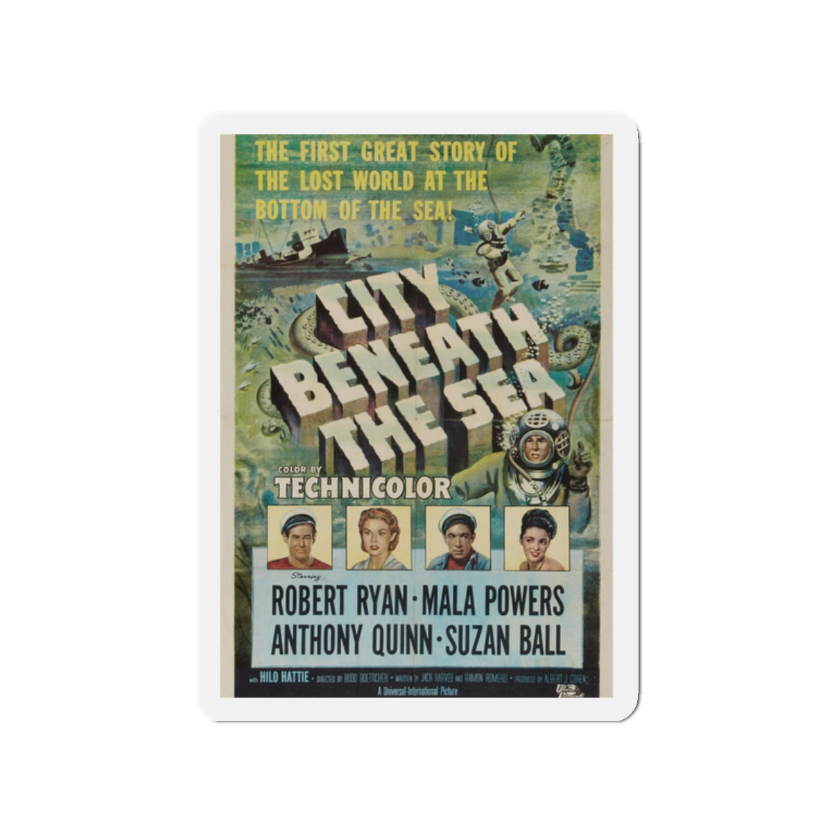 CITY BENEATH THE SEA 1953 Movie Poster - Die-Cut Magnet-2" x 2"-The Sticker Space