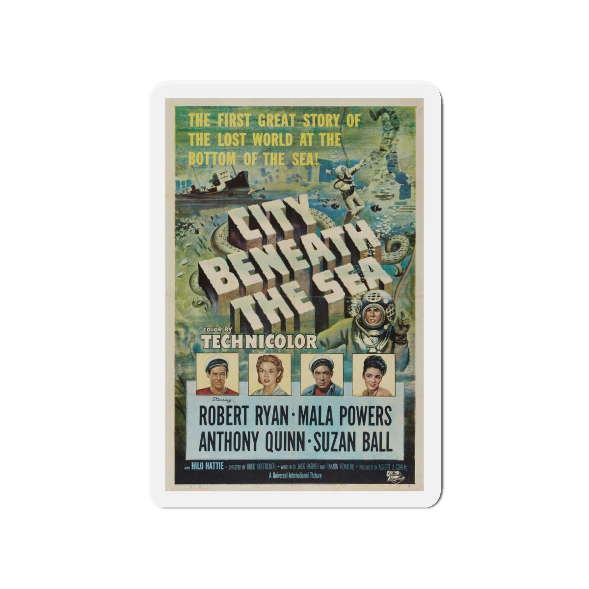 CITY BENEATH THE SEA 1953 Movie Poster - Die-Cut Magnet-4" x 4"-The Sticker Space