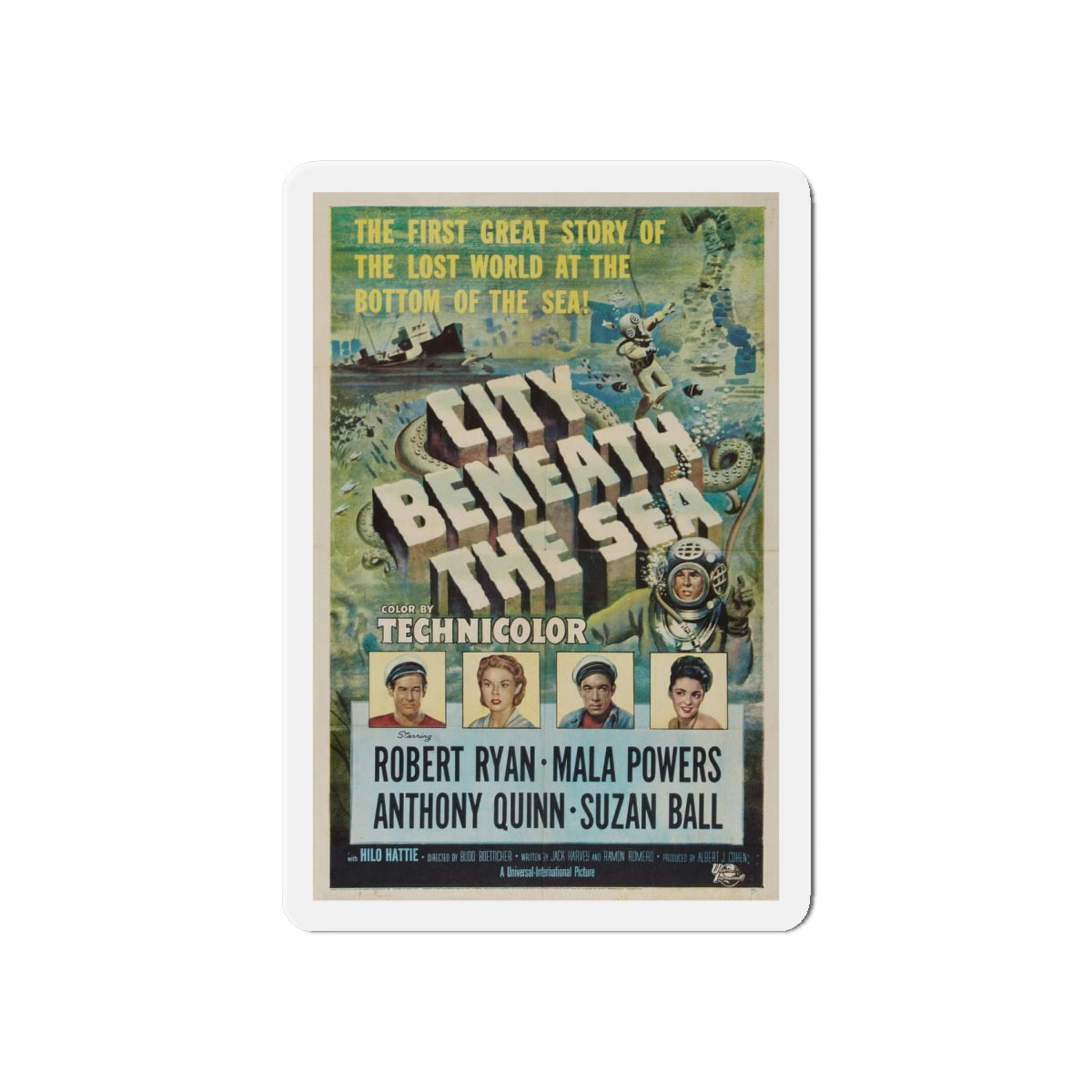 CITY BENEATH THE SEA 1953 Movie Poster - Die-Cut Magnet-6 × 6"-The Sticker Space