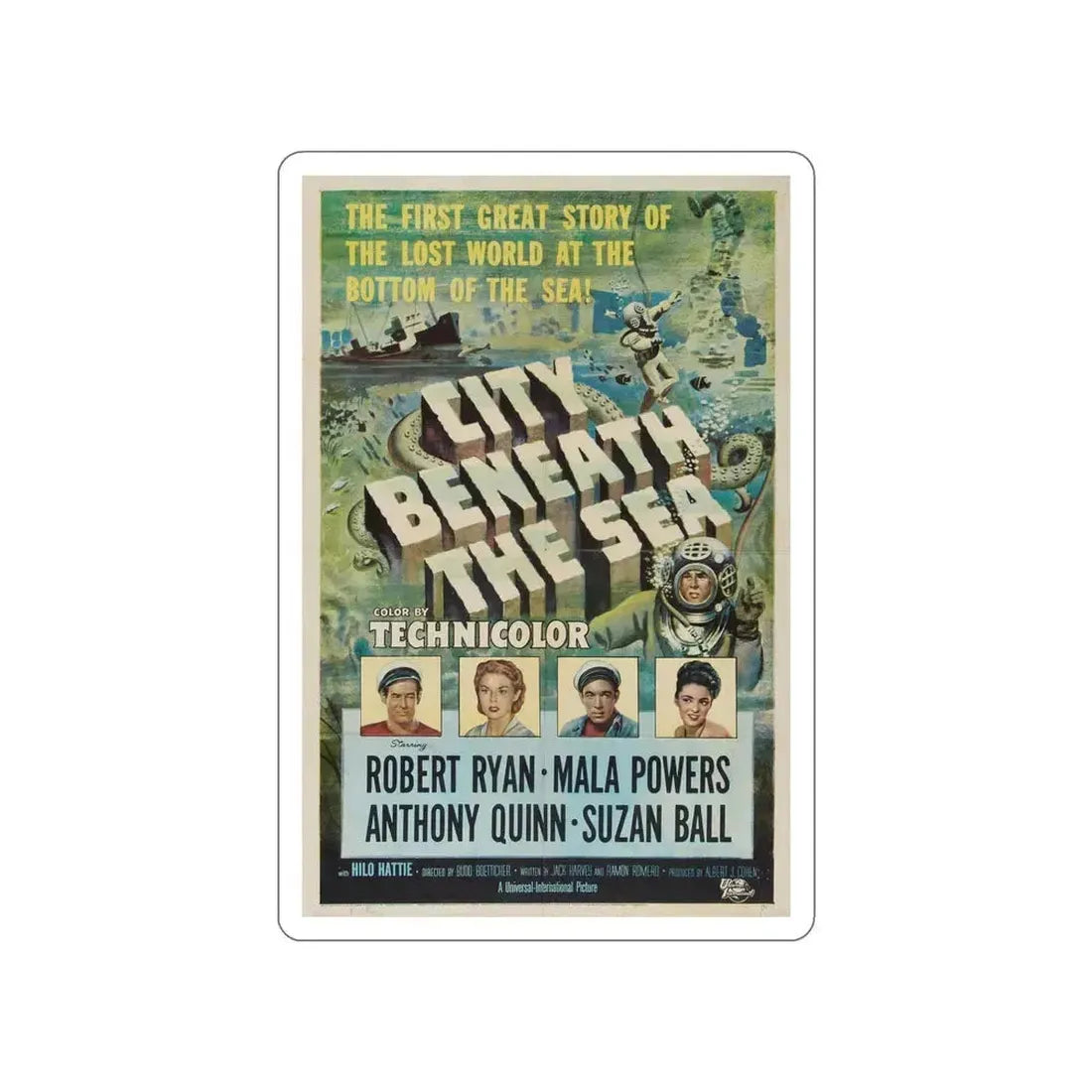 CITY BENEATH THE SEA 1953 Movie Poster STICKER Vinyl Die-Cut Decal 5 Inch - The Sticker Space