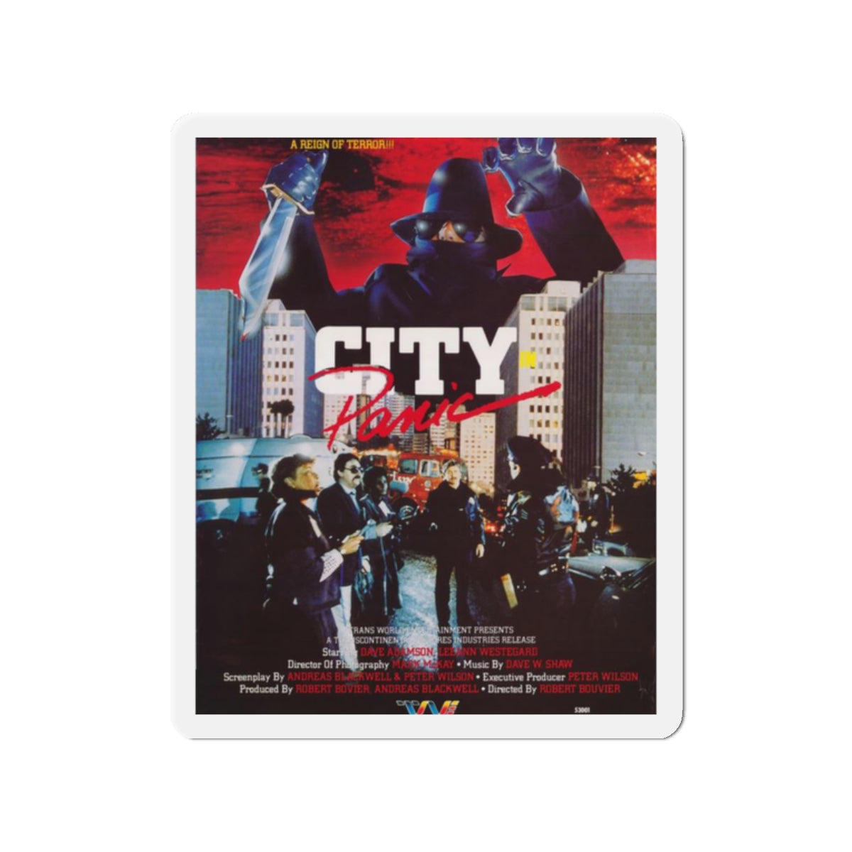 CITY IN PANIC 1986 Movie Poster - Die-Cut Magnet-2" x 2"-The Sticker Space