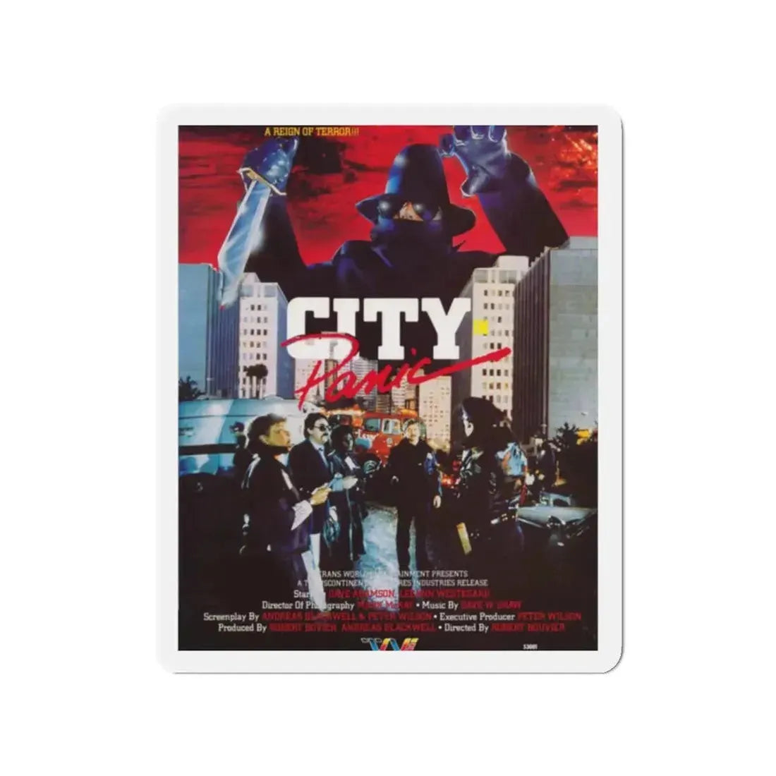 CITY IN PANIC 1986 Movie Poster - Refrigerator Magnet 2 Inch - The Sticker Space