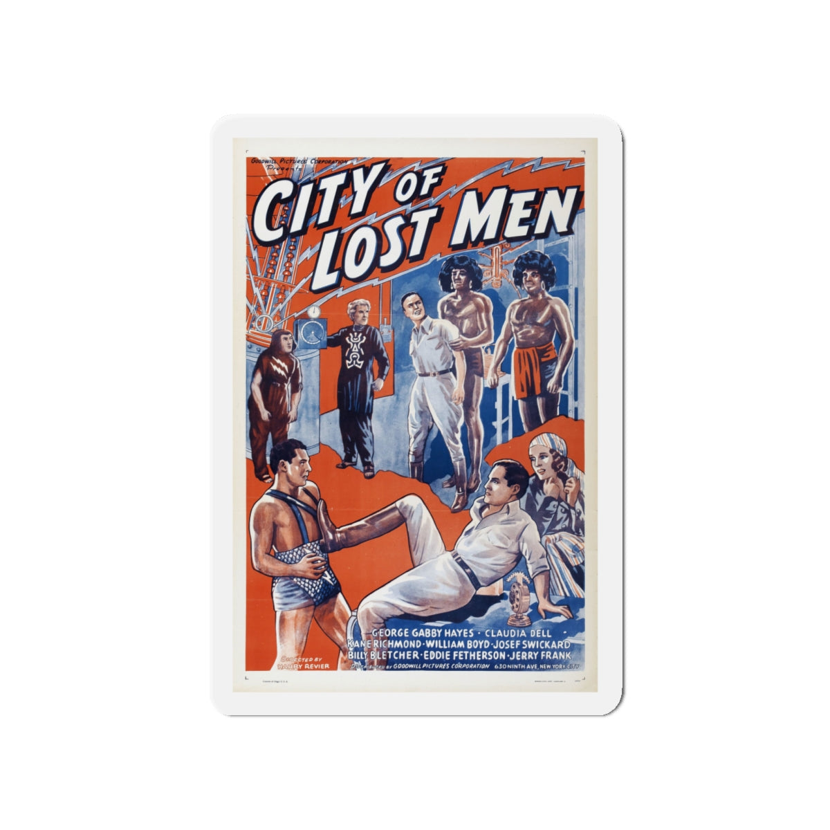 CITY OF LOST MEN 1940 Movie Poster - Die-Cut Magnet-4" x 4"-The Sticker Space