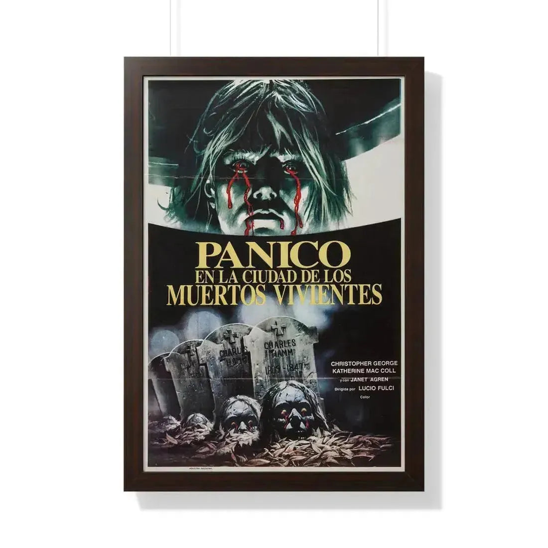 CITY OF THE LIVING DEAD (ARGENTINA) 1980 - Framed Movie Poster 20" x 30" Walnut - The Sticker Space