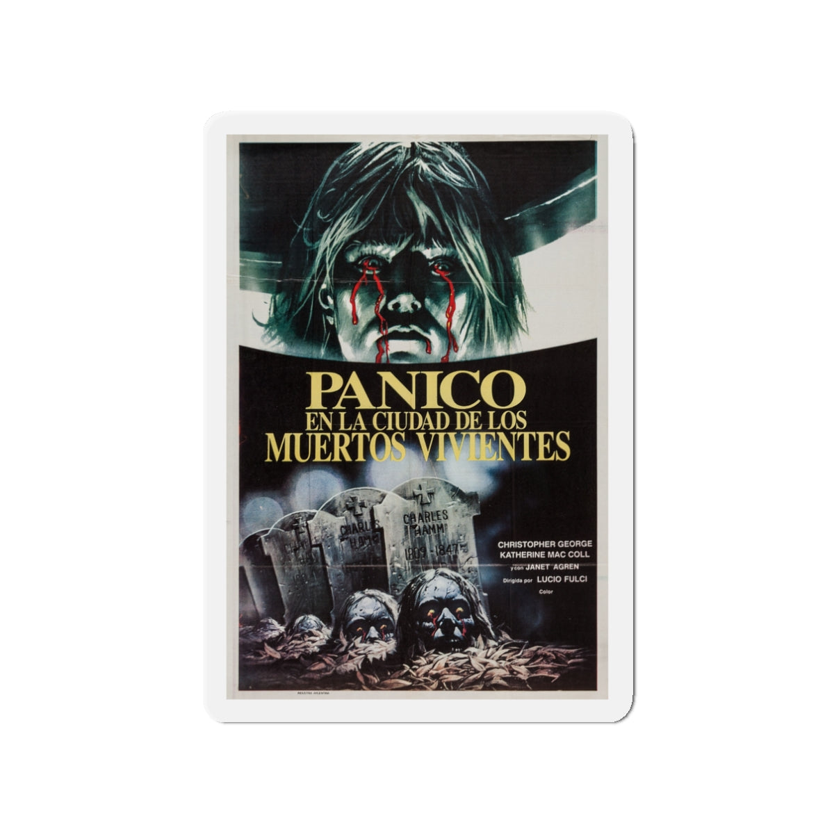 CITY OF THE LIVING DEAD (ARGENTINA) 1980 Movie Poster - Die-Cut Magnet-3" x 3"-The Sticker Space