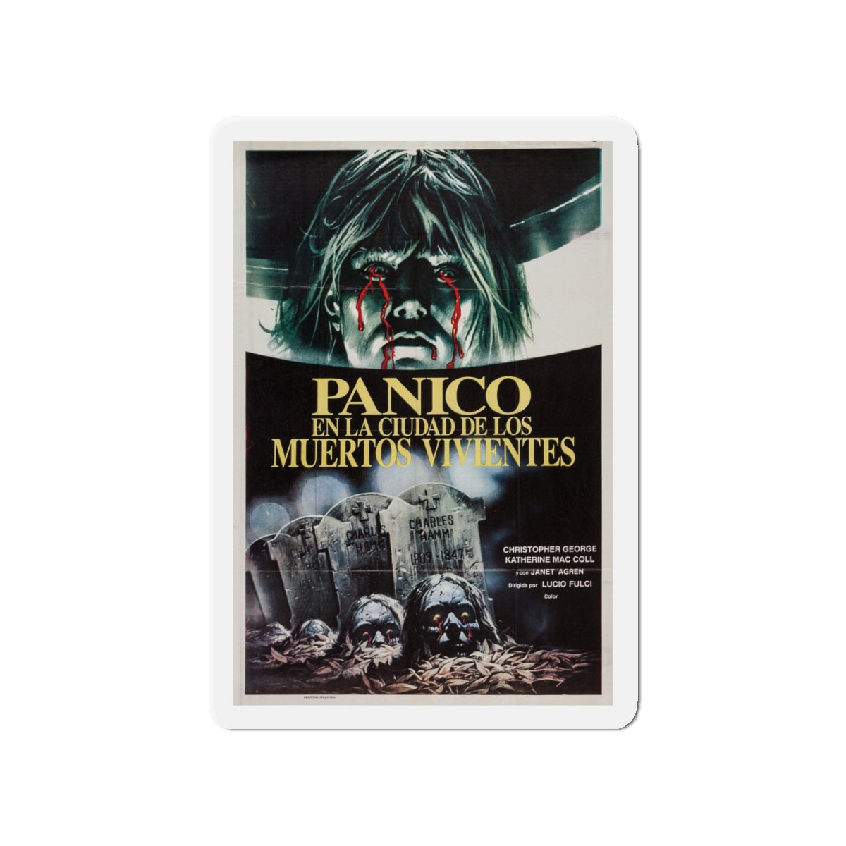 CITY OF THE LIVING DEAD (ARGENTINA) 1980 Movie Poster - Die-Cut Magnet-4" x 4"-The Sticker Space