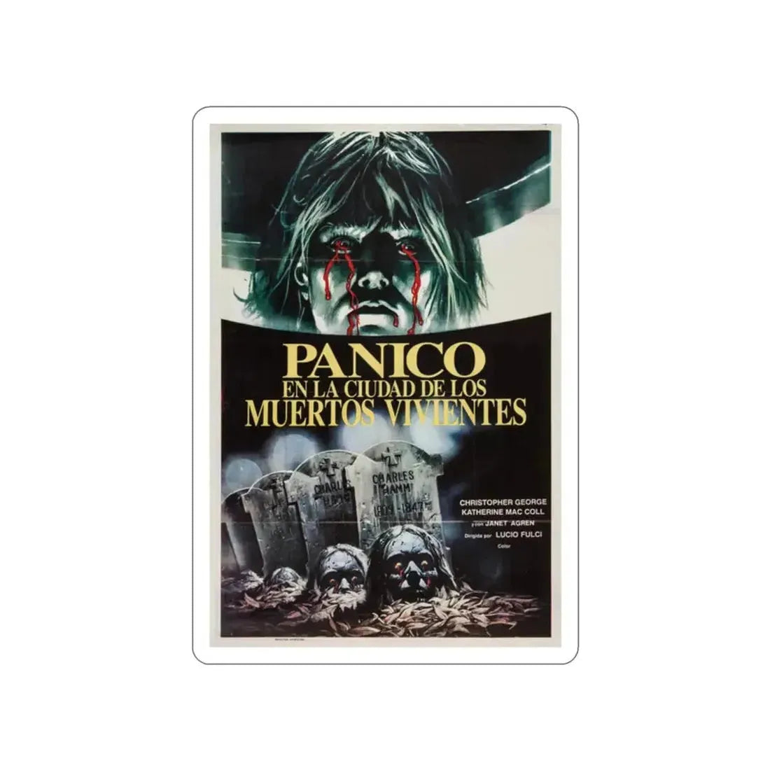 CITY OF THE LIVING DEAD (ARGENTINA) 1980 Movie Poster STICKER Vinyl Die-Cut Decal - The Sticker Space