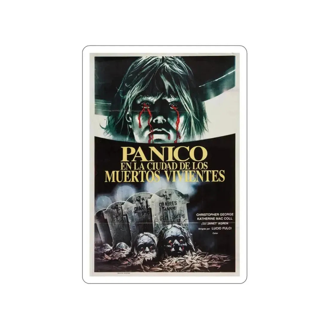 CITY OF THE LIVING DEAD (ARGENTINA) 1980 Movie Poster STICKER Vinyl Die-Cut Decal - The Sticker Space