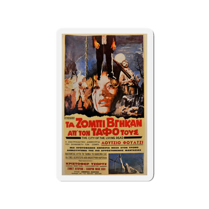 CITY OF THE LIVING DEAD (GREECE) 1980 Movie Poster - Die-Cut Magnet-3" x 3"-The Sticker Space