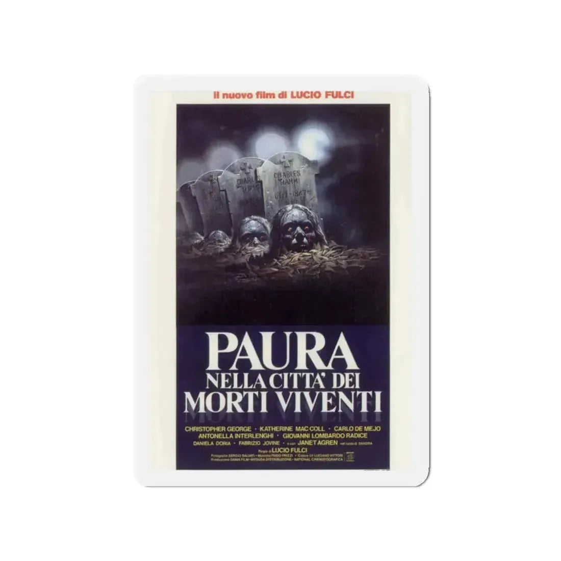 CITY OF THE LIVING DEAD (ITALIAN) 1980 Movie Poster - Refrigerator Magnet 2 Inch - The Sticker Space