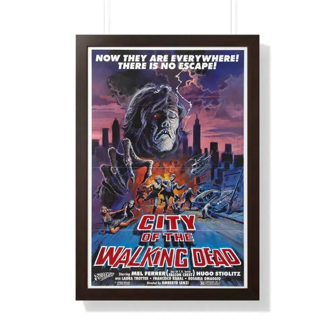 CITY OF THE WALKING DEAD (NIGHTMARE CITY) 1980 - Framed Movie Poster 20" x 30" Walnut - The Sticker Space