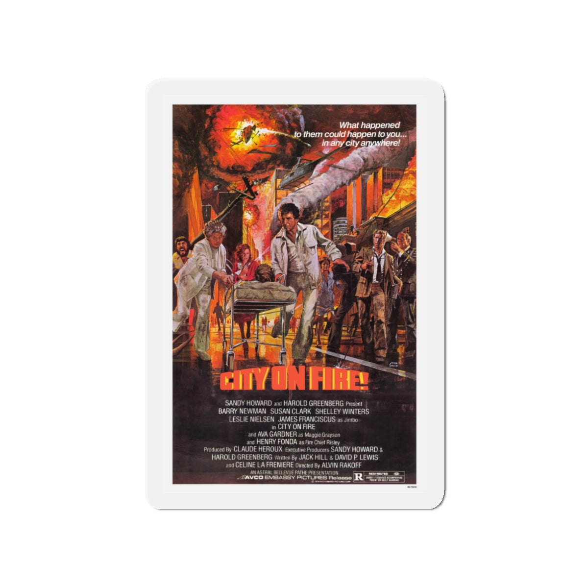 CITY ON FIRE 1979 Movie Poster - Die-Cut Magnet-3" x 3"-The Sticker Space