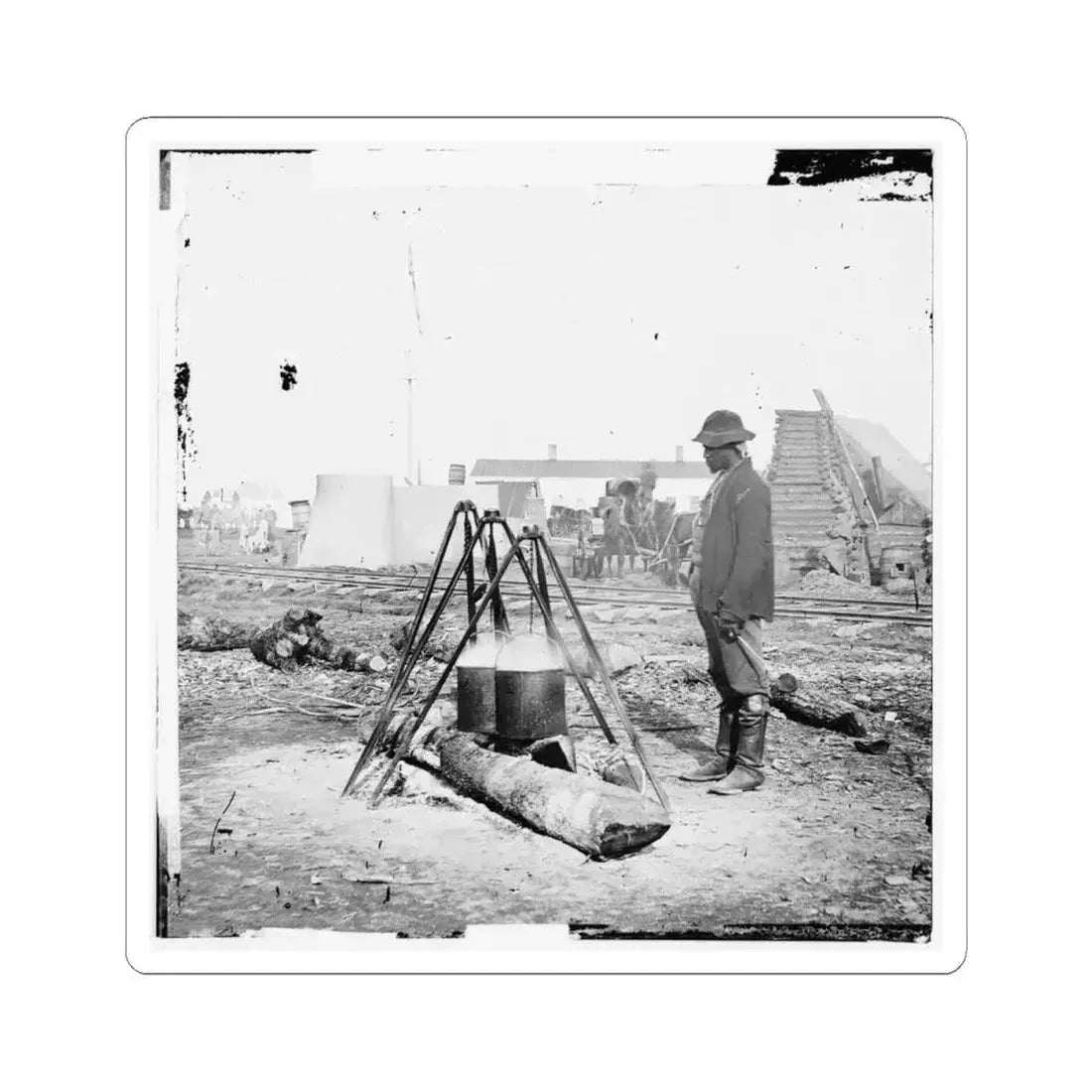 City Point, Va. African American Army Cook at Work (U.S. Civil War) STICKER Vinyl Kiss-Cut Decal 4 Inch White - The Sticker Space