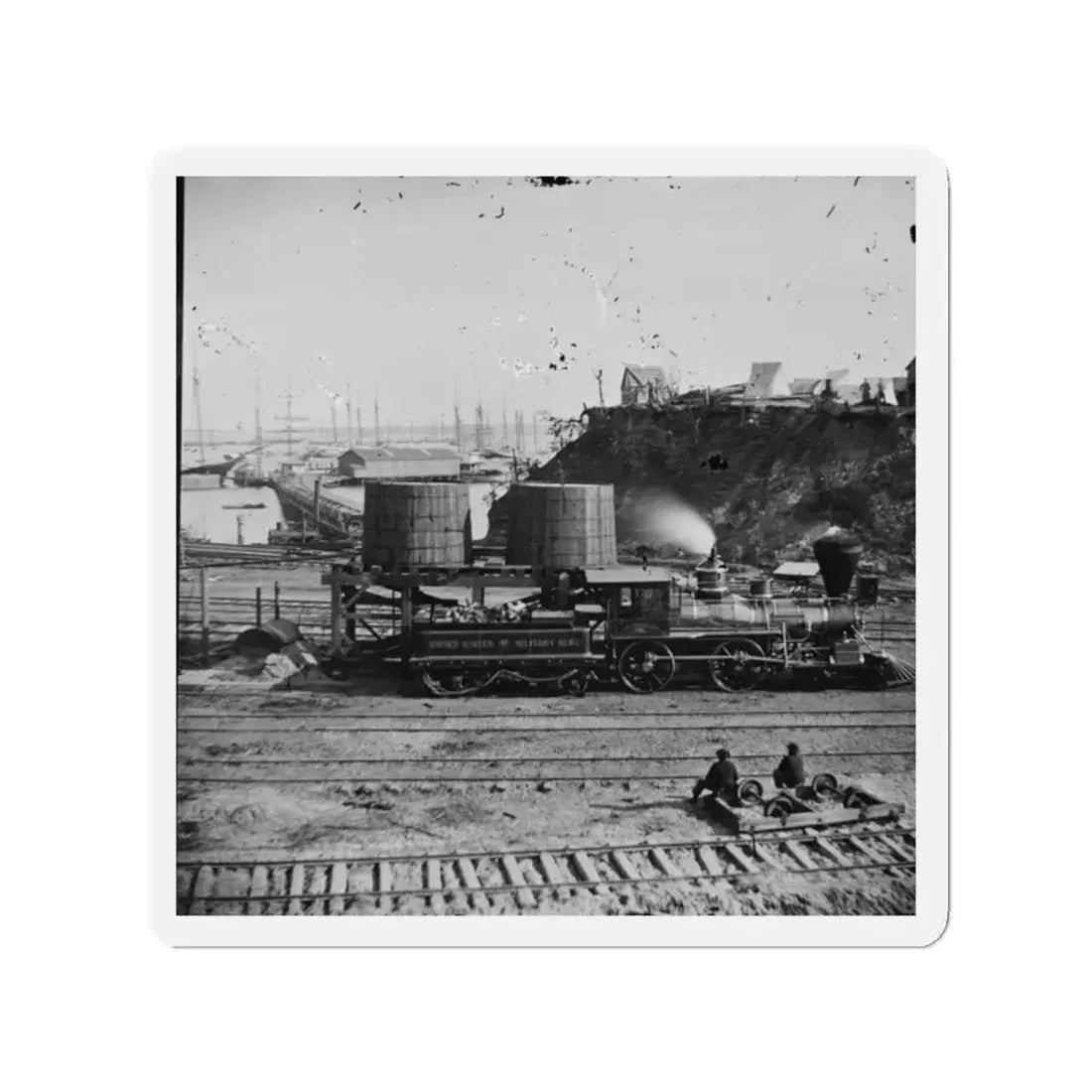 City Point, Va. Another Locomotive At The Same Point (U.S. Civil War) Refrigerator Magnet 2 Inch Die-Cut - The Sticker Space