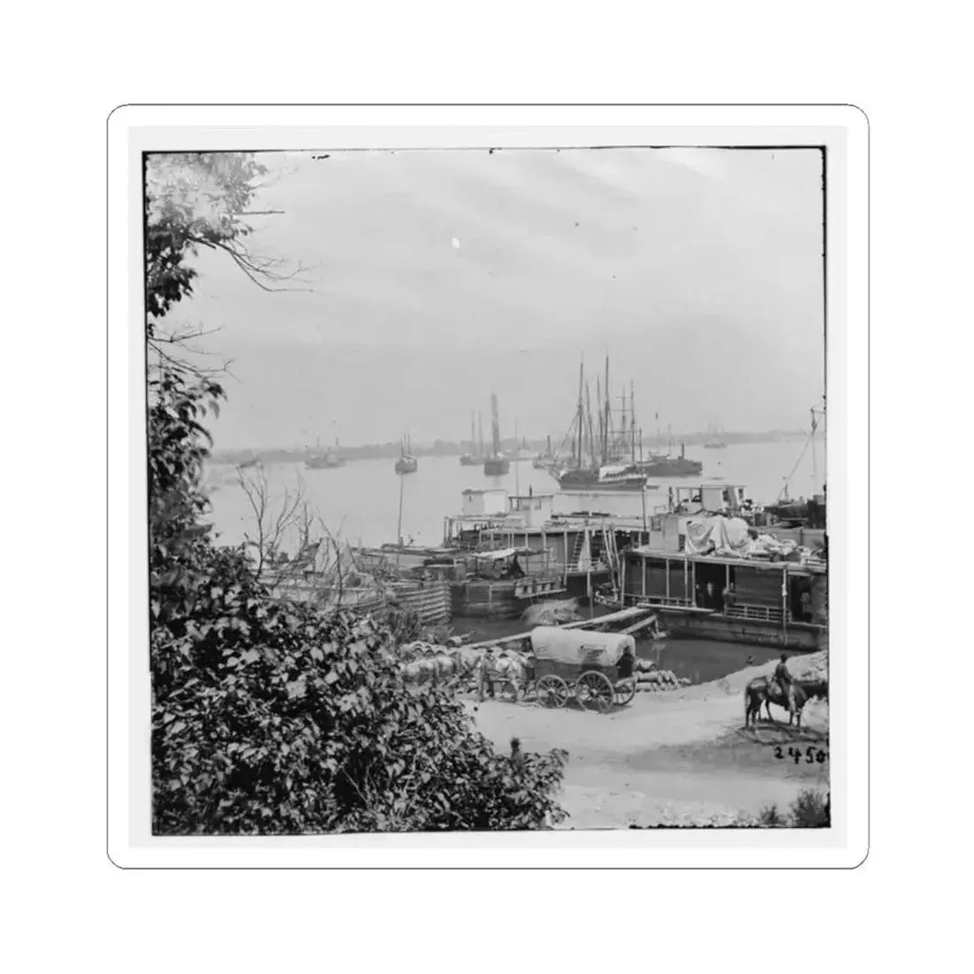 City Point, Va. View of Waterfront With Federal Supply Boats (U.S. Civil War) STICKER Vinyl Kiss-Cut Decal 2 Inch White - The Sticker Space