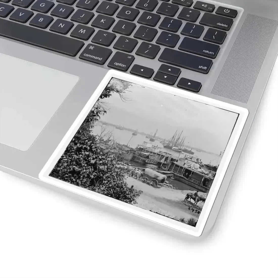 City Point, Va. View of Waterfront With Federal Supply Boats (U.S. Civil War) STICKER Vinyl Kiss-Cut Decal - The Sticker Space