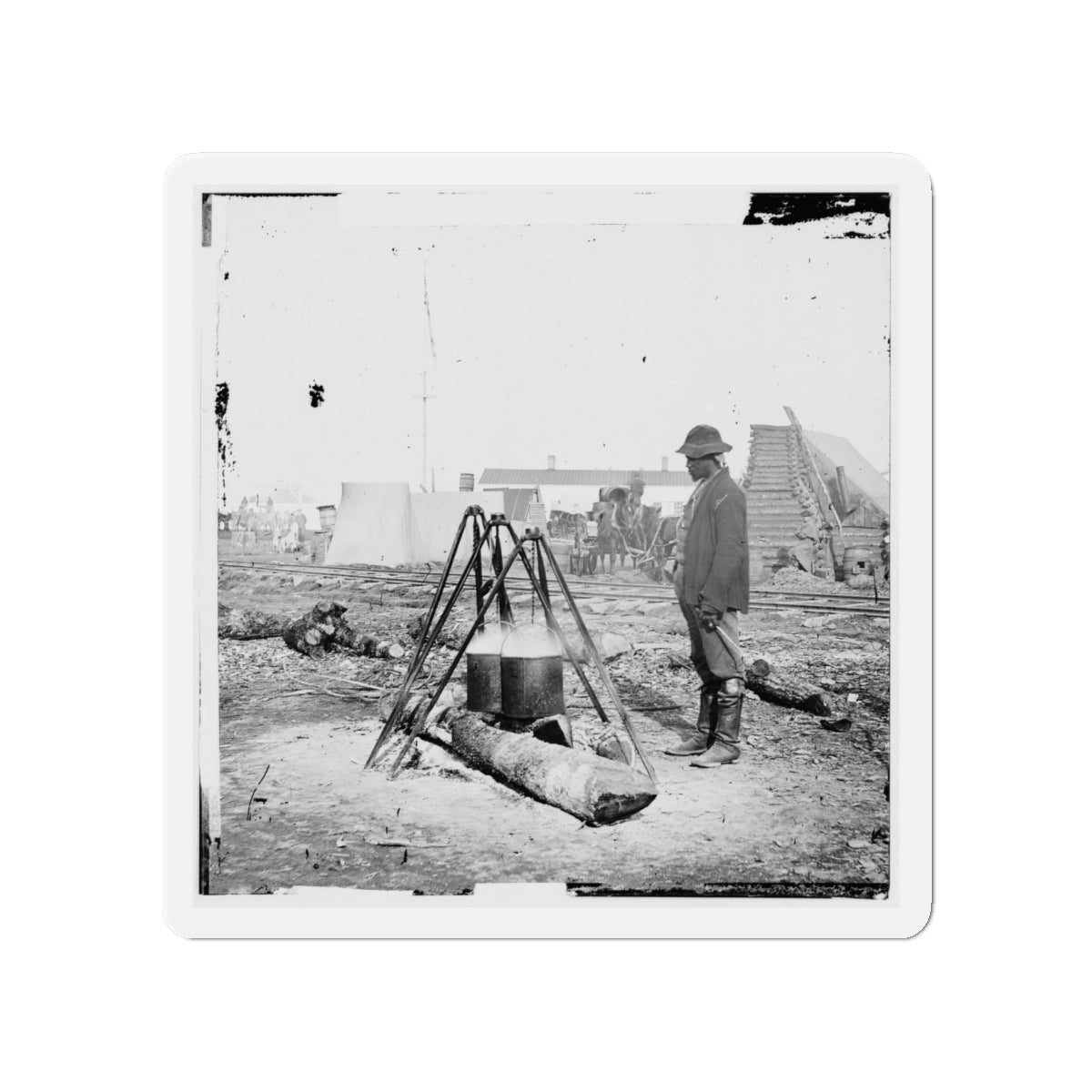 City Point, Va. African American Army Cook At Work (U.S. Civil War) Refrigerator Magnet-4" x 4"-The Sticker Space