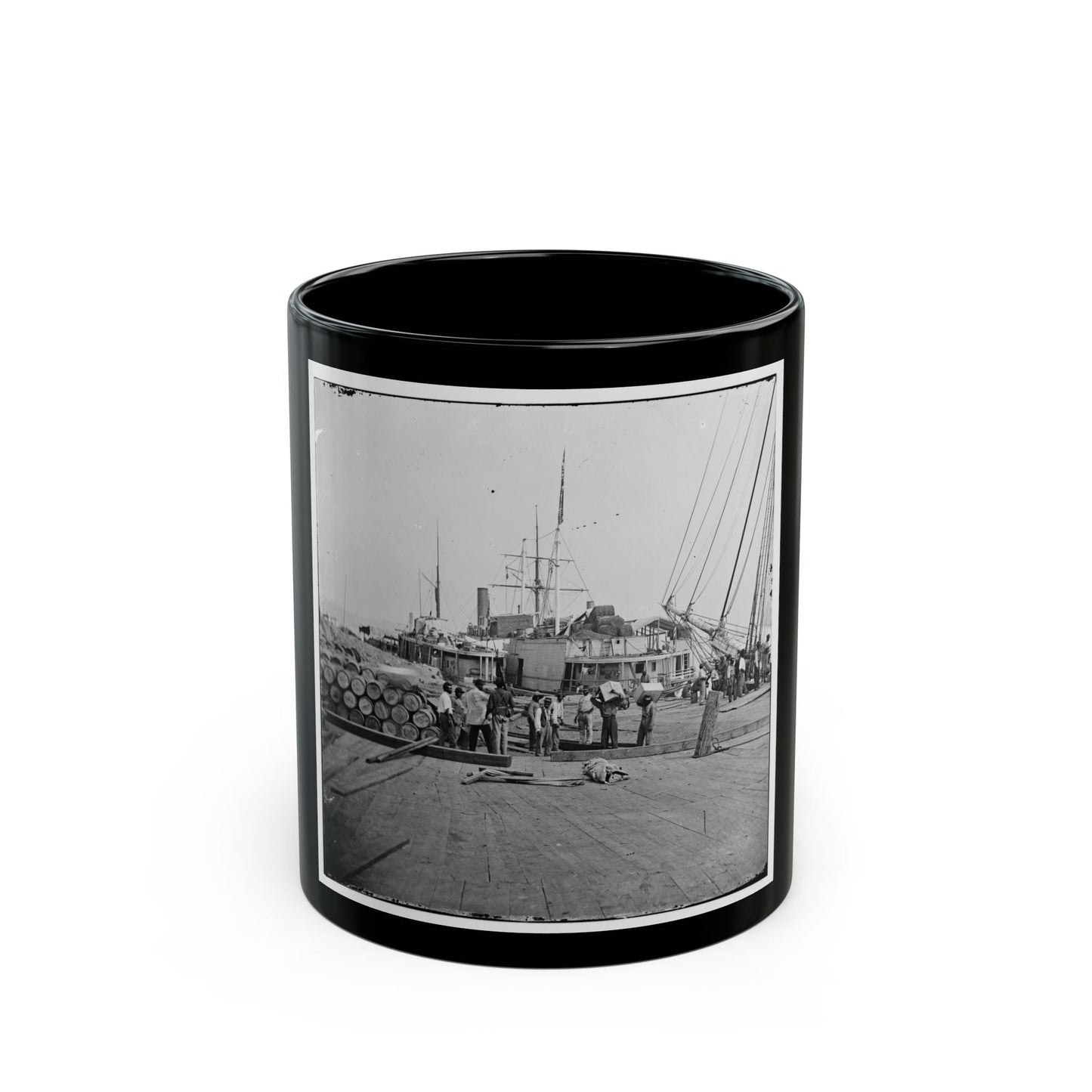 City Point, Va. African Americans Unloading Vessels At Landing (U.S. Civil War) Black Coffee Mug