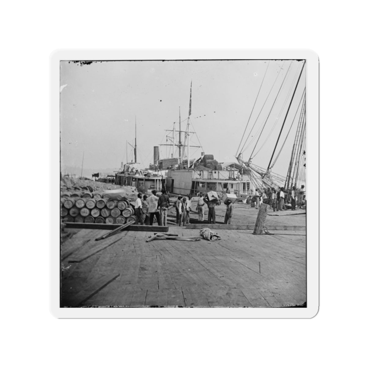 City Point, Va. African Americans Unloading Vessels At Landing (U.S. Civil War) Refrigerator Magnet-2" x 2"-The Sticker Space