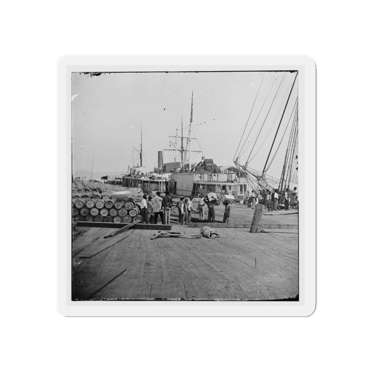 City Point, Va. African Americans Unloading Vessels At Landing (U.S. Civil War) Refrigerator Magnet-5" x 5"-The Sticker Space