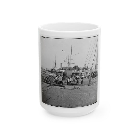 City Point, Va. African Americans Unloading Vessels At Landing (U.S. Civil War) White Coffee Mug