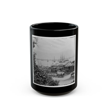 City Point, Va. View Of Waterfront With Federal Supply Boats (U.S. Civil War) Black Coffee Mug-15oz-The Sticker Space