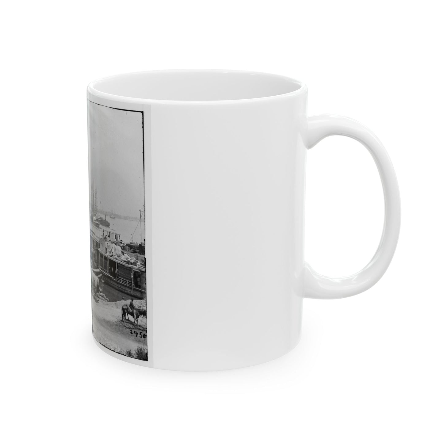 City Point, Va. View Of Waterfront With Federal Supply Boats (U.S. Civil War) White Coffee Mug-The Sticker Space