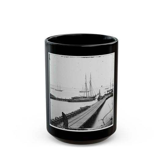 City Point, Va. Wharf, Federal Artillery, And Anchored Schooners (U.S. Civil War) Black Coffee Mug