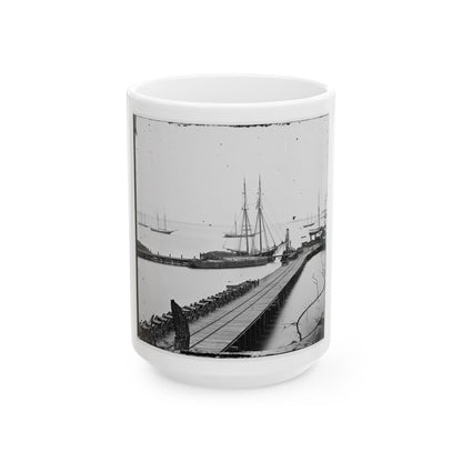 City Point, Va. Wharf, Federal Artillery, And Anchored Schooners (U.S. Civil War) White Coffee Mug