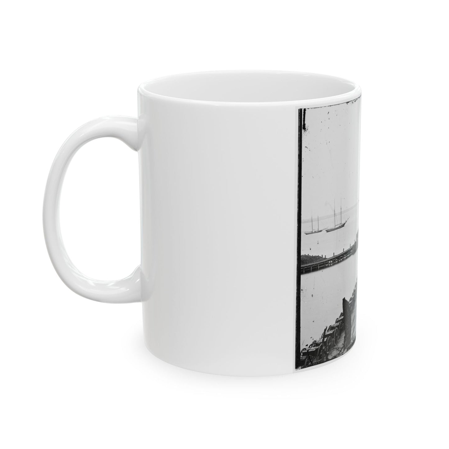 City Point, Va. Wharf, Federal Artillery, And Anchored Schooners (U.S. Civil War) White Coffee Mug