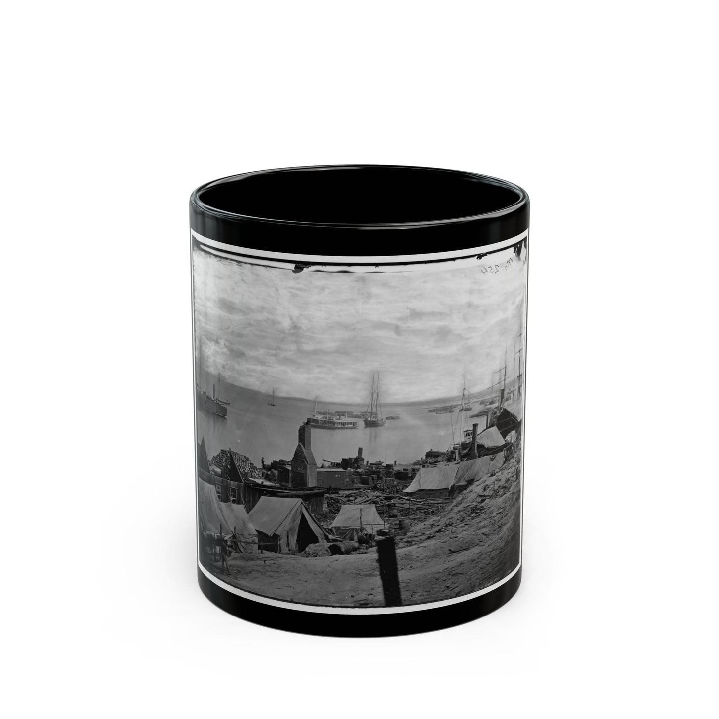 City Point, Va. Wharves After The Explosion Of Ordnance Barges On August 4, 1864 (U.S. Civil War) Black Coffee Mug