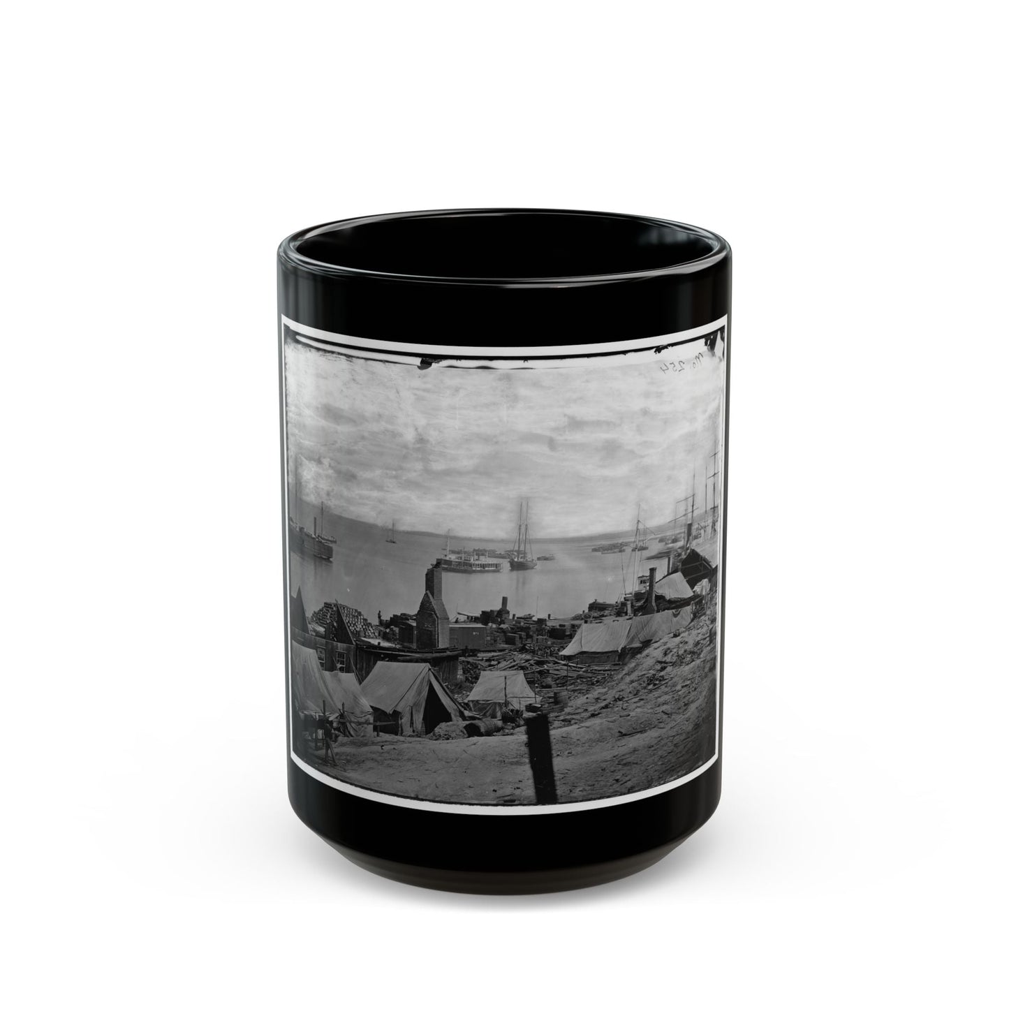 City Point, Va. Wharves After The Explosion Of Ordnance Barges On August 4, 1864 (U.S. Civil War) Black Coffee Mug