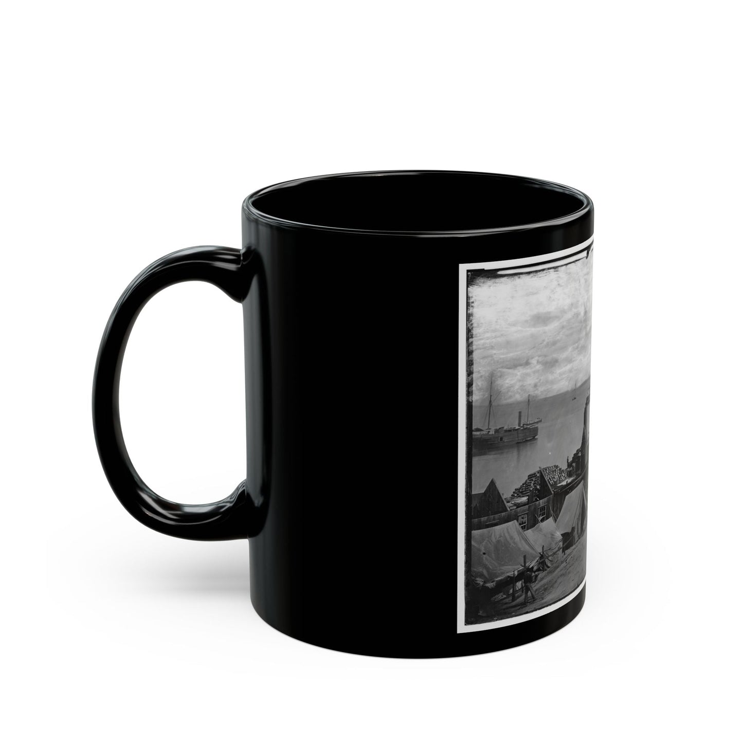 City Point, Va. Wharves After The Explosion Of Ordnance Barges On August 4, 1864 (U.S. Civil War) Black Coffee Mug