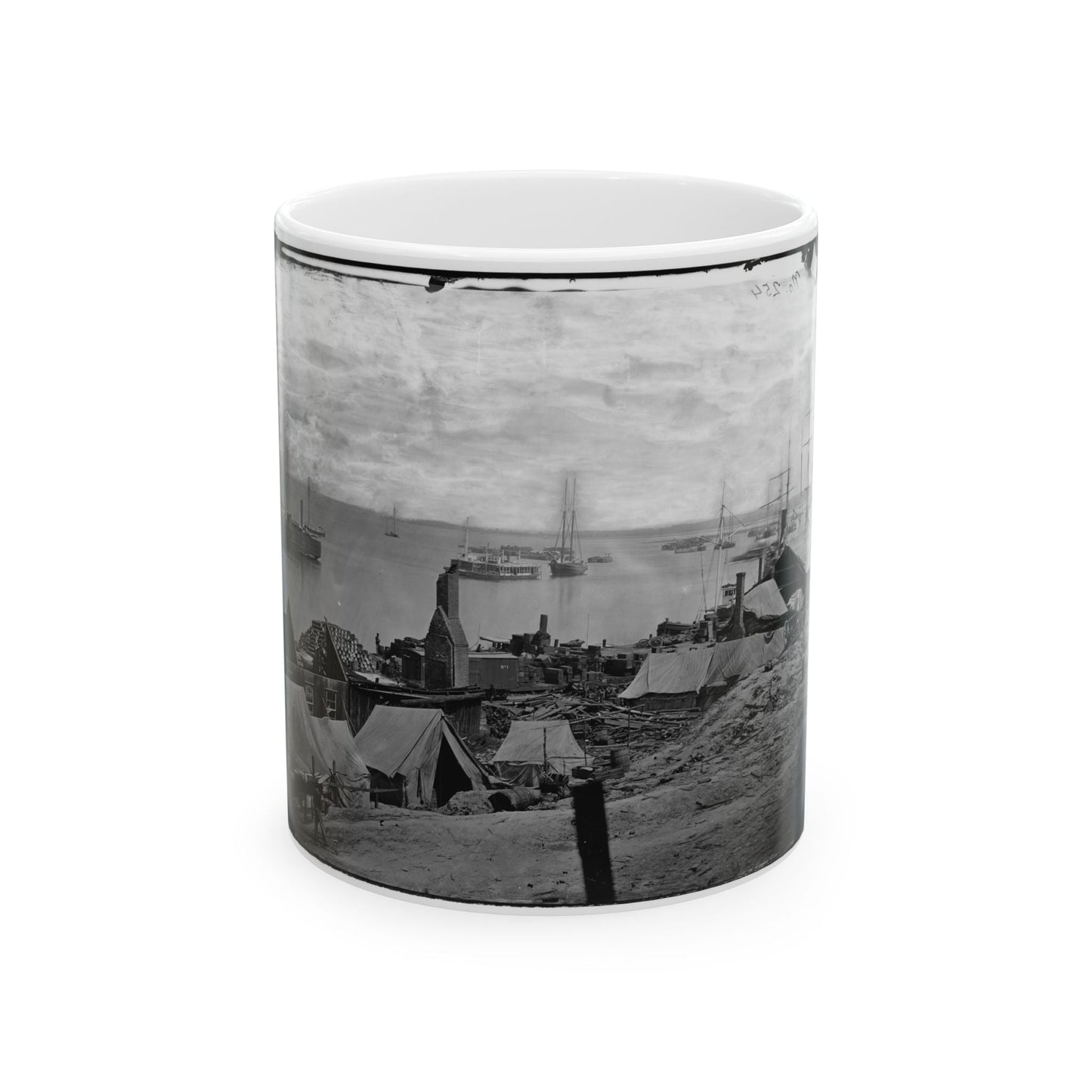 City Point, Va. Wharves After The Explosion Of Ordnance Barges On August 4, 1864 (U.S. Civil War) White Coffee Mug