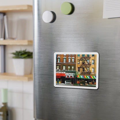 City Street (Magazine Illustration) Refrigerator Magnet-The Sticker Space