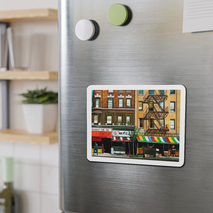 City Street (Magazine Illustration) Refrigerator Magnet-The Sticker Space