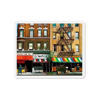 City Street (Magazine Illustration) Refrigerator Magnet-4" x 4"-The Sticker Space